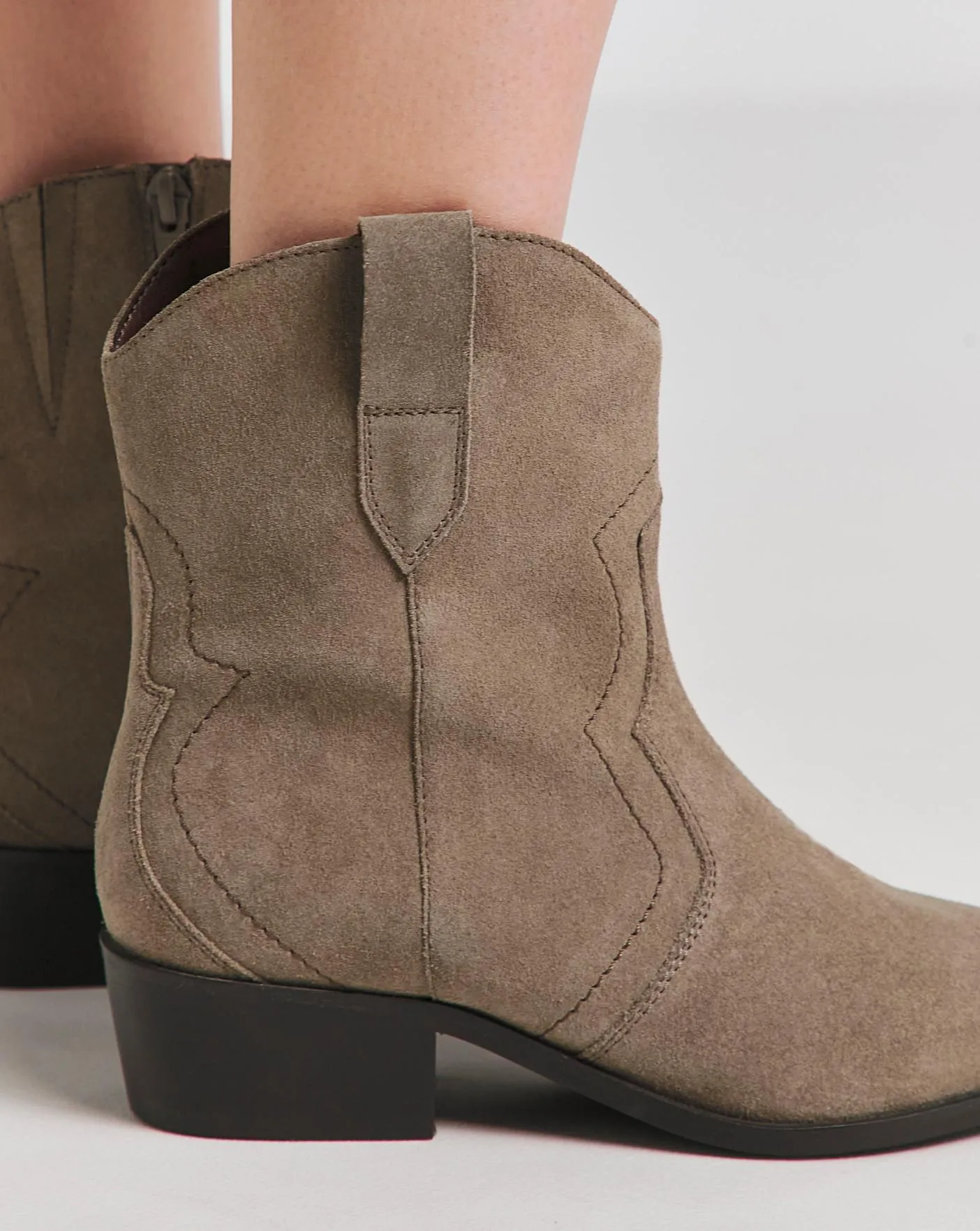 Myra Classic Suede Western Ankle Boot Wide E Fit