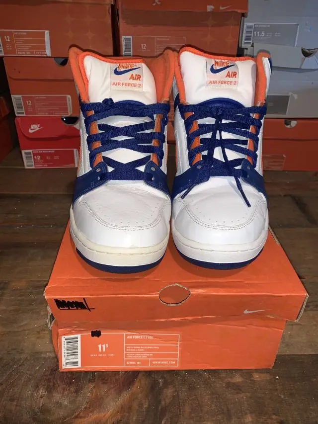 Nike air force ii 2 high top white orange blue