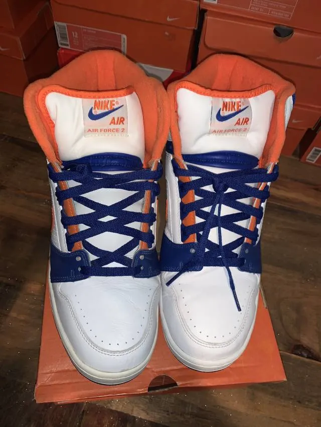 Nike air force ii 2 high top white orange blue