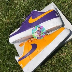 Nike air force ones purple and yellow custom