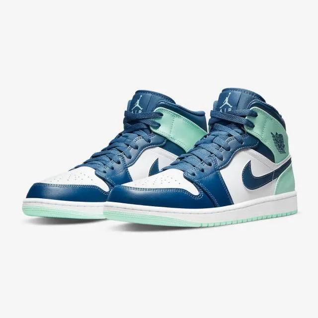 Nike air jordan 1 mid (blue mint/ mystic navy/ mint foam/ wh