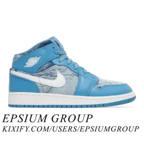 Nike air jordan 1 mid gs (washed denim/ dutch blue/ white) big kids 3.5y-7y dm8951-400