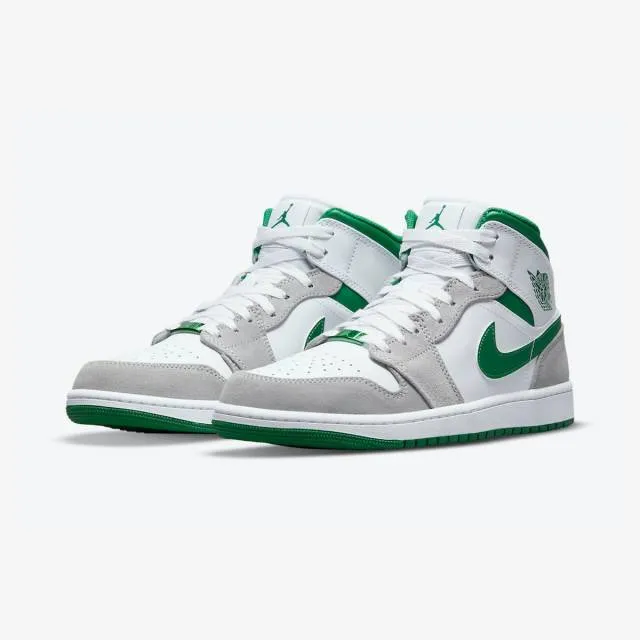 Nike air jordan 1 mid se (grey pine green/ white/ light smoke grey/ pine green) men us 8-13 dc7294-103