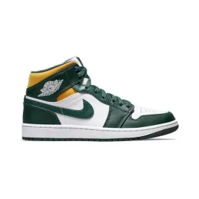 Nike air jordan 1 mid (sonics/ noble green/ pollen yellow/ w