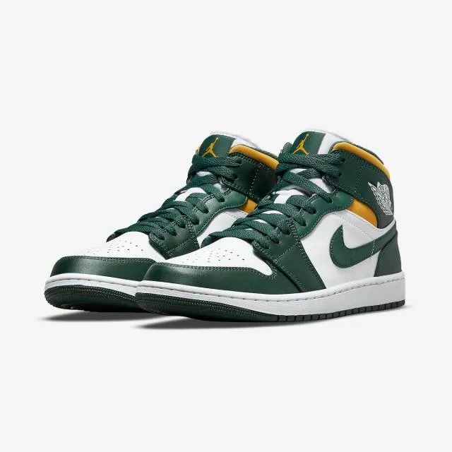 Nike air jordan 1 mid (sonics/ noble green/ pollen yellow/ w