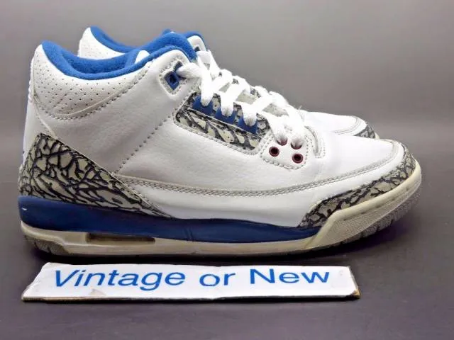 Nike air jordan iii 3 true blue retro bg 2001 sz 5.5y