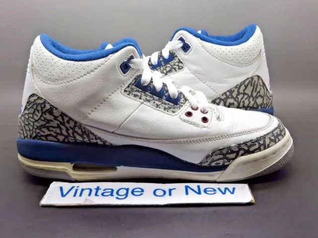 Nike air jordan iii 3 true blue retro bg 2001 sz 5.5y