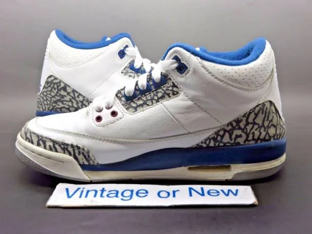 Nike air jordan iii 3 true blue retro bg 2001 sz 5.5y