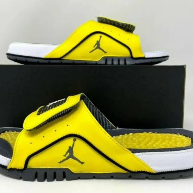 Nike air jordan retro iv 4 hydro slide lightning yellow men's size 12 dn4238-701