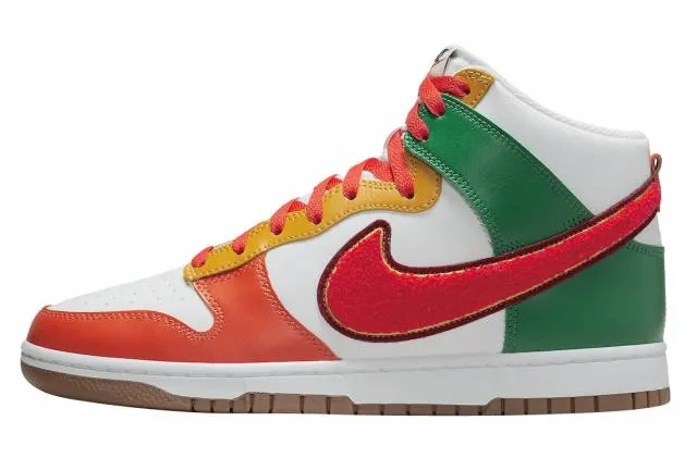 Nike dunk high 7-11 chenille swoosh habanero red