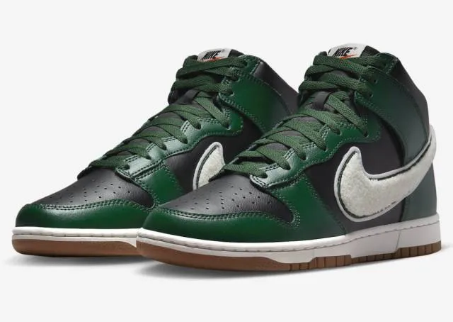 Nike dunk high chenille swoosh gorge green