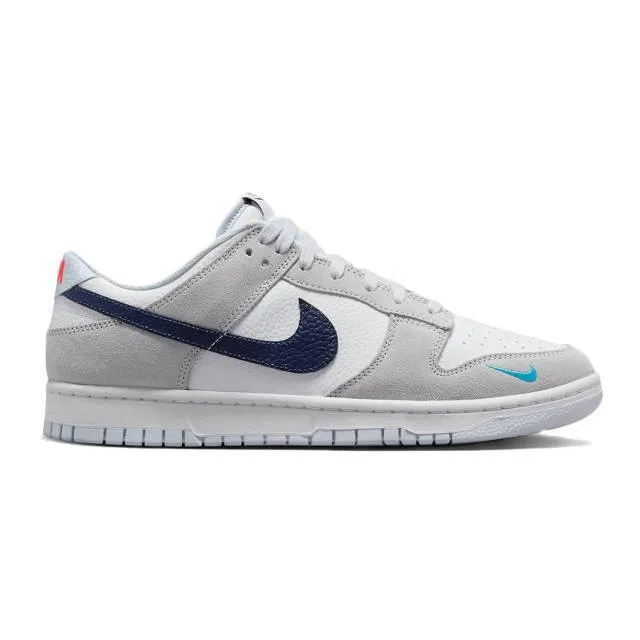 Nike dunk low (white grey navy aqua mini swoosh/ white/ neutral grey/ midnight navy) men us 8-13 fj4