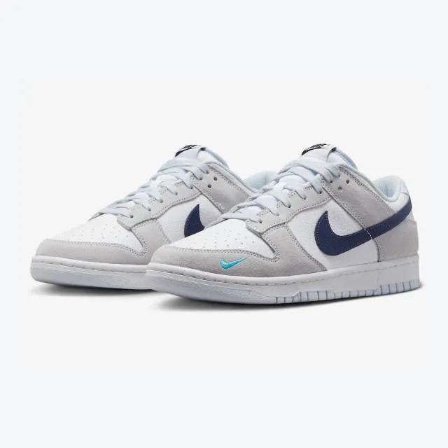 Nike dunk low (white grey navy aqua mini swoosh/ white/ neutral grey/ midnight navy) men us 8-13 fj4