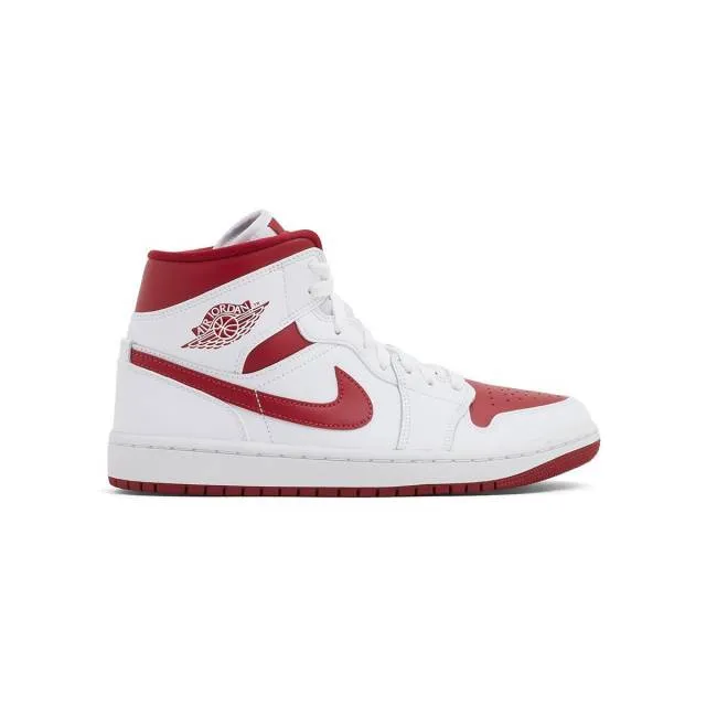 Nike women's air jordan 1 mid (red toe/ reverse chicago/ whi