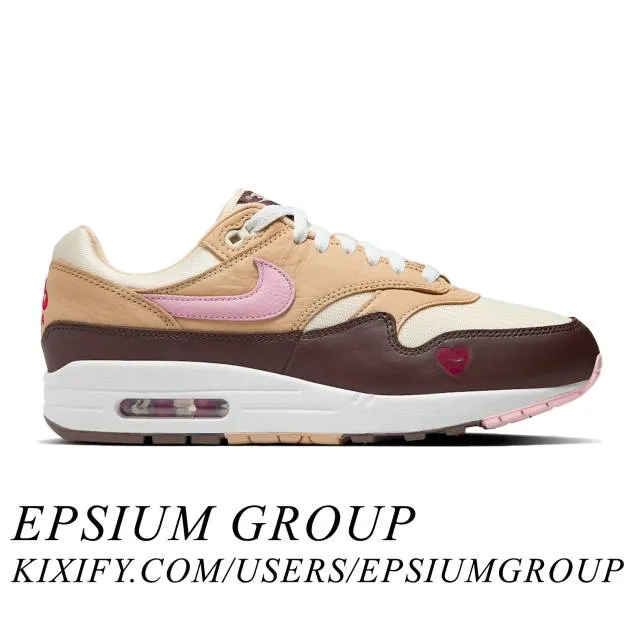 Nike women's air max 1 (valentine's day/ sail/ light soft pink/ coconut milk/ varsity red/ baroque brown) sizes 5-12 fz4346-200