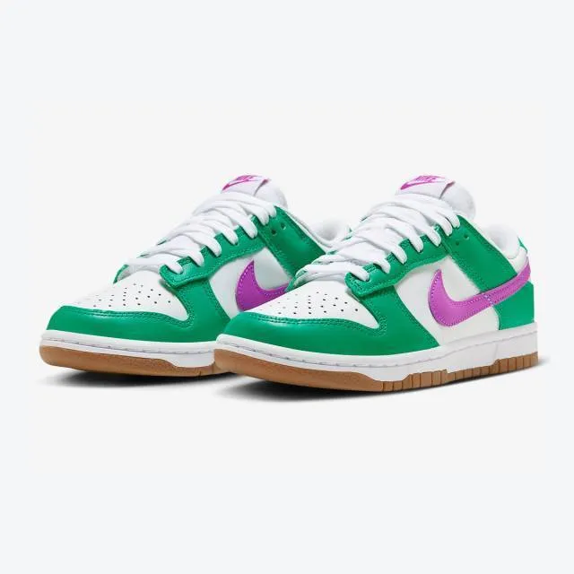 Nike women's dunk low (joker/ white/ stadium green/ fuchsia dream gum/ light brown) sizes 6-10 fd992