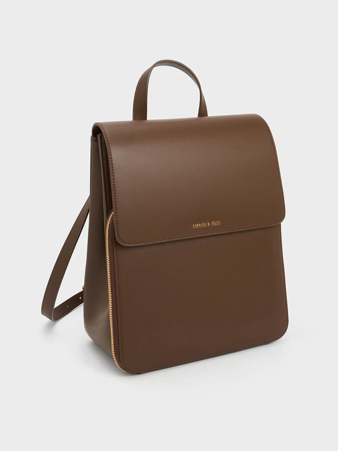 Octavia Front Flap Structured Backpack - Dark Brown