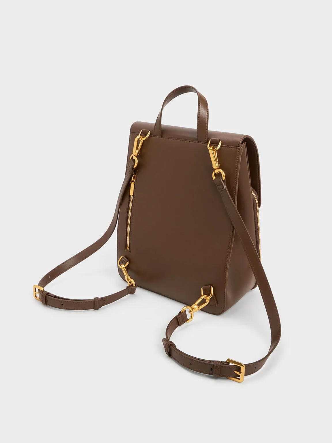 Octavia Front Flap Structured Backpack - Dark Brown