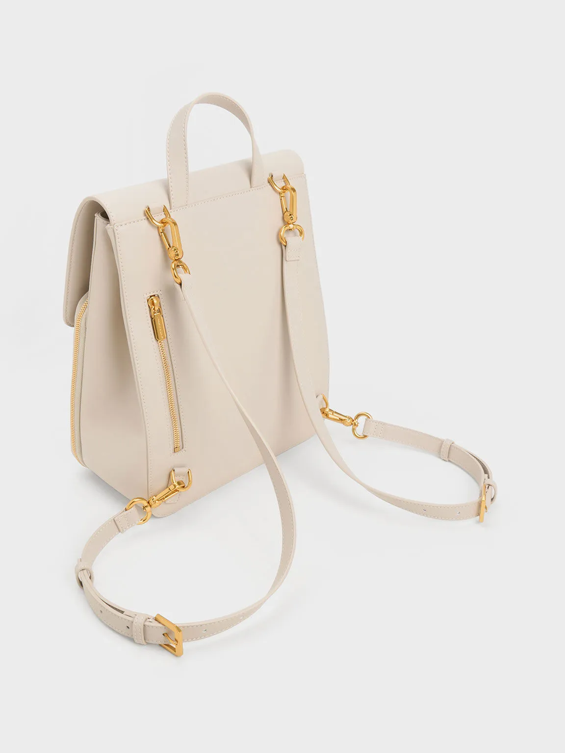 Octavia Front Flap Structured Backpack - Ivory