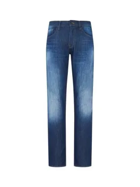 Overseas Station Season Big Chance 8 18 Men s Grain Leather Patch Straight Jeans Dark Indigo 270943