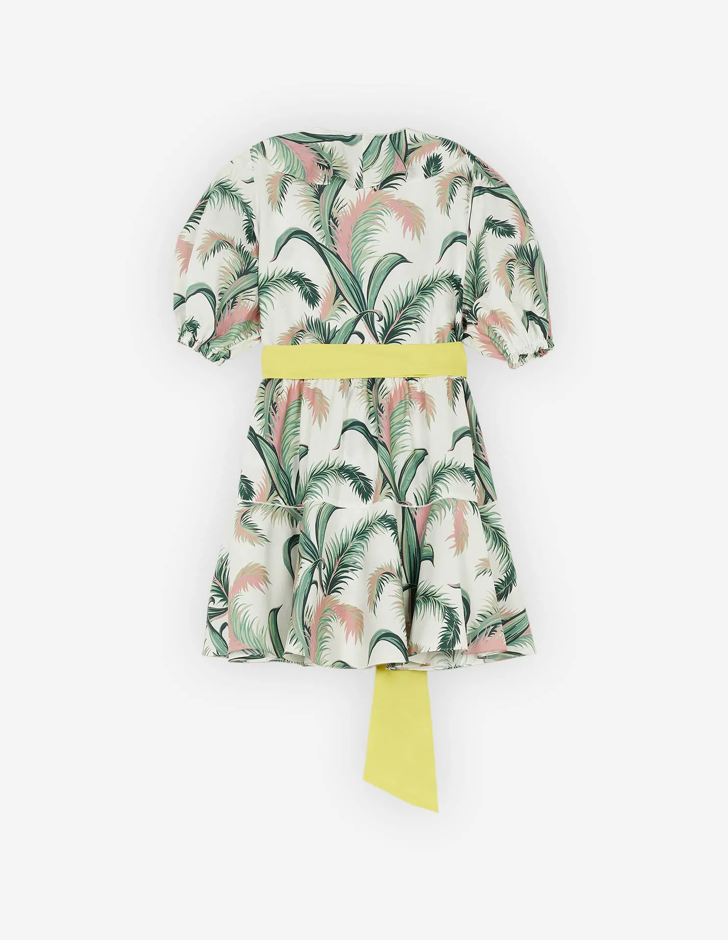 Palm Frond Print Wrap Mini Dress Multico Design