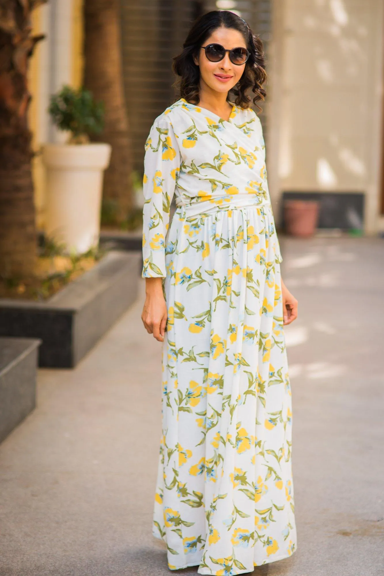 Pearly White Orchid Maternity & Nursing Wrap Dress