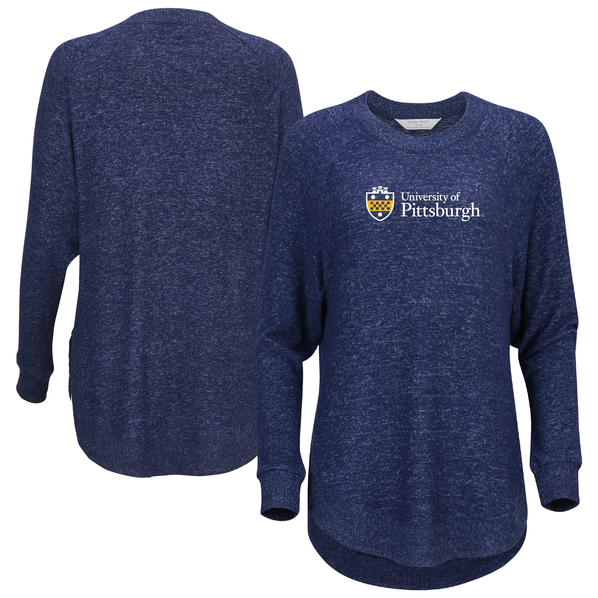 Pitt Panthers Women's Navy Oversized Cuddle Raglan Tri-Blend Pullover Sweatshirt