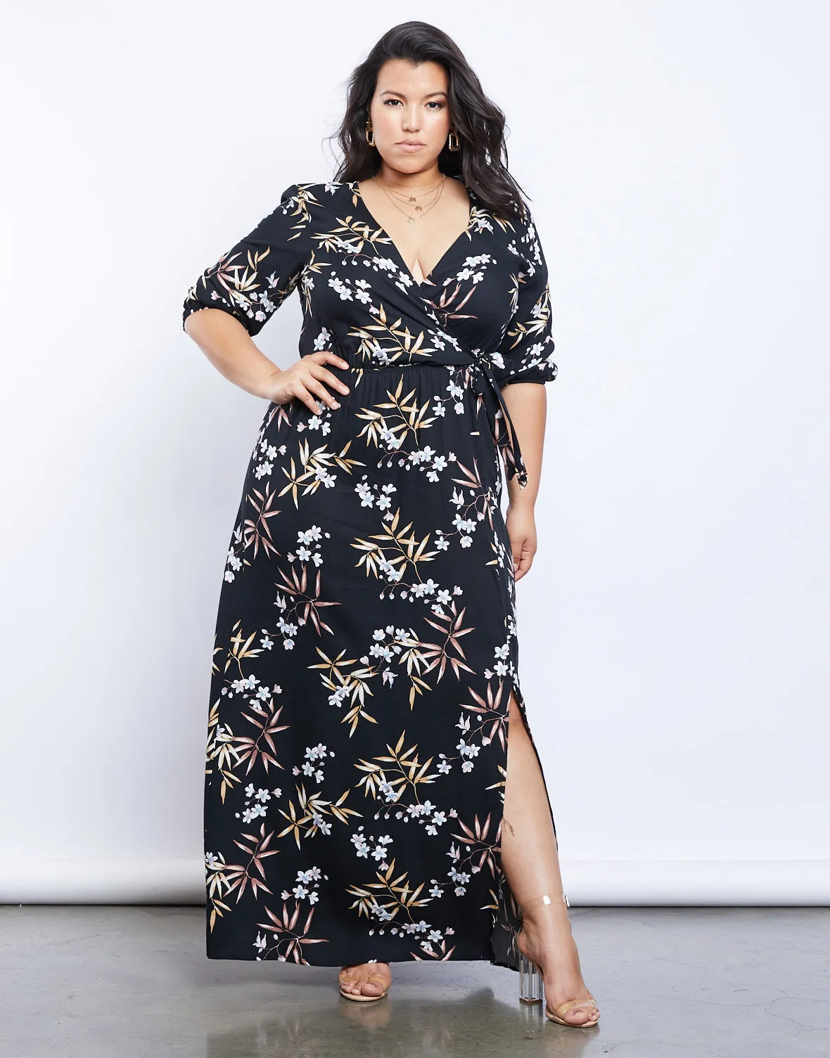 Plus Size Floral Dreams Wrap Dress