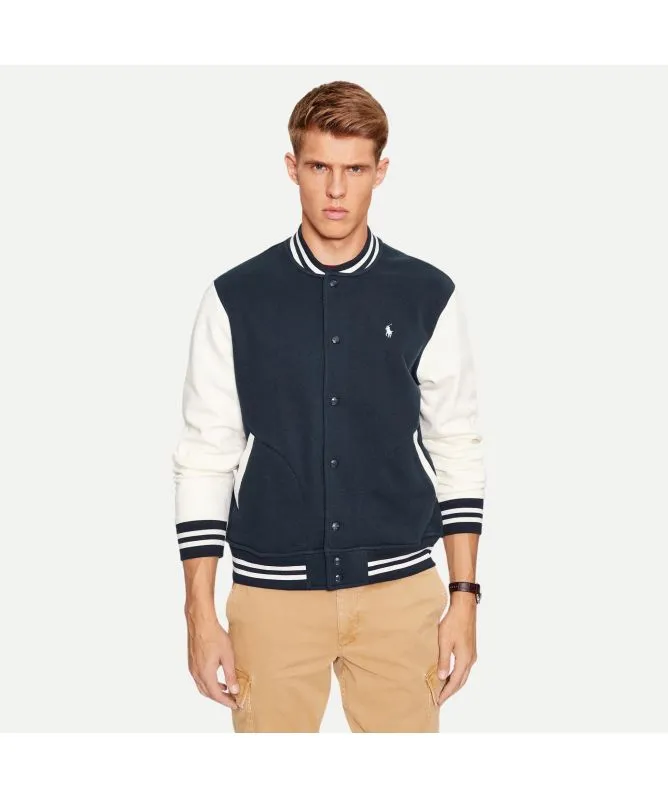 Polo Ralph Lauren Player Logo Baseball Jacket | Navy/Cream-710917913001 -kular fashion