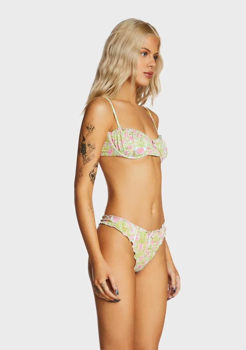 Primrose Bikini Top - Green/Floral-