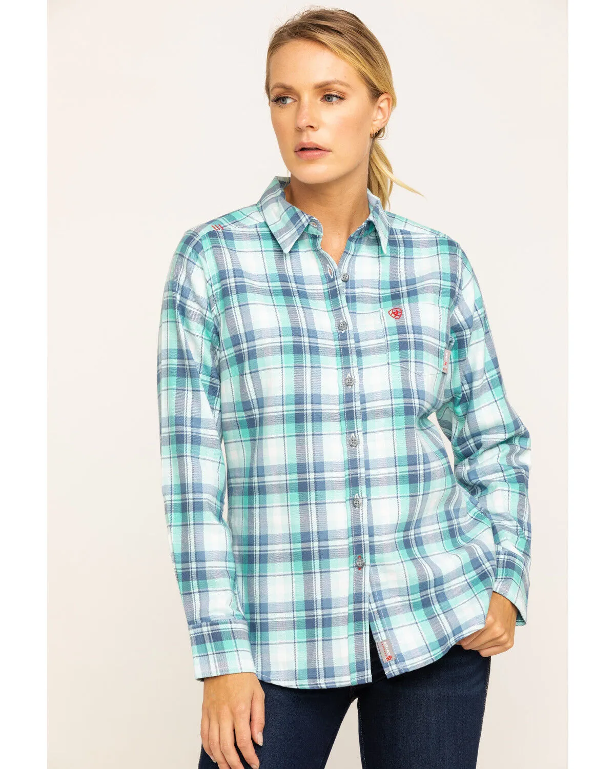 Product Name:  Ariat Women's Boot Barn Exclusive FR Gisela Plaid Print Long Sleeve Work Shirt