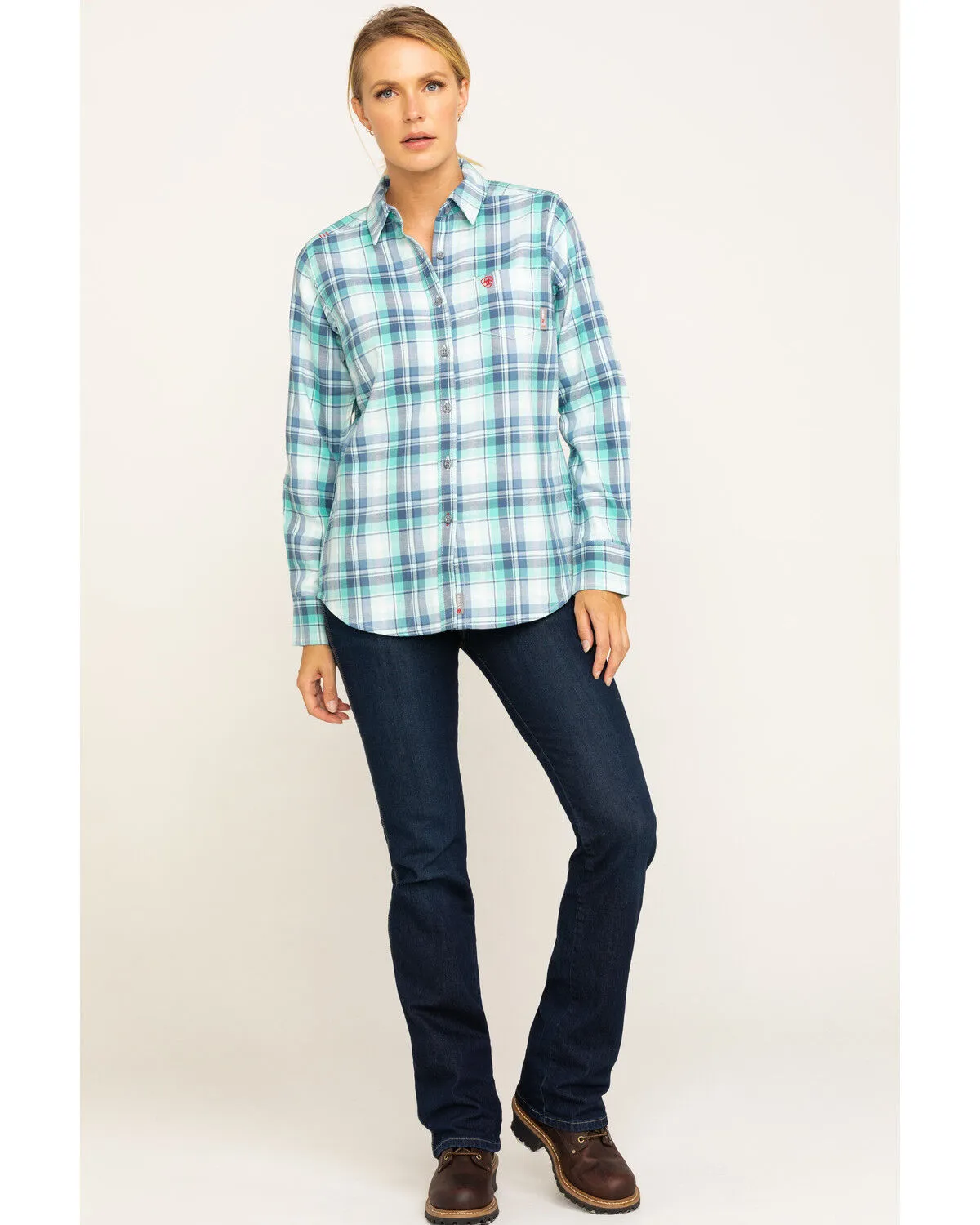 Product Name:  Ariat Women's Boot Barn Exclusive FR Gisela Plaid Print Long Sleeve Work Shirt