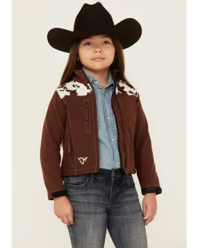 Product Name:  Cowgirl Hardware Girls' Cow Print Yoke Poly Shell Jacket