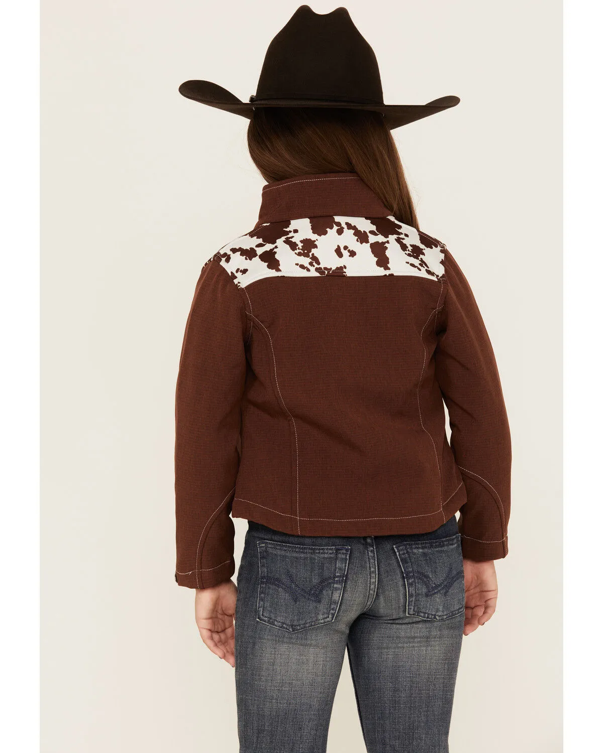 Product Name:  Cowgirl Hardware Girls' Cow Print Yoke Poly Shell Jacket