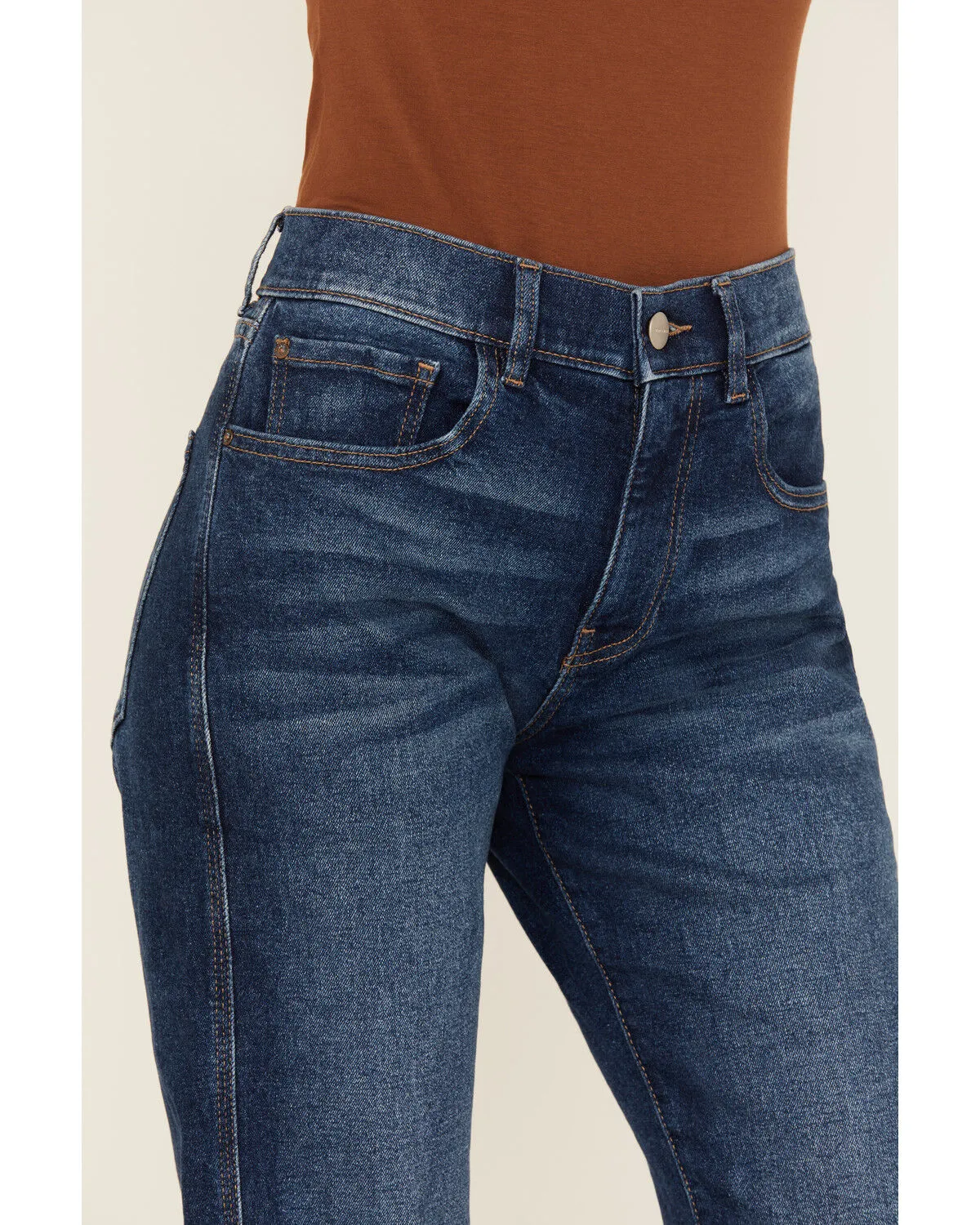 Product Name:  Warp + Weft Women's New Girl With An Old Soul Dark Wash High Rise Straight Leg Denim Jeans