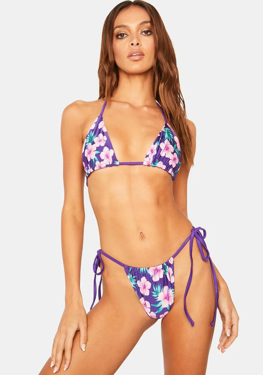 Purple Hibiscus Tia Bikini Bottoms-