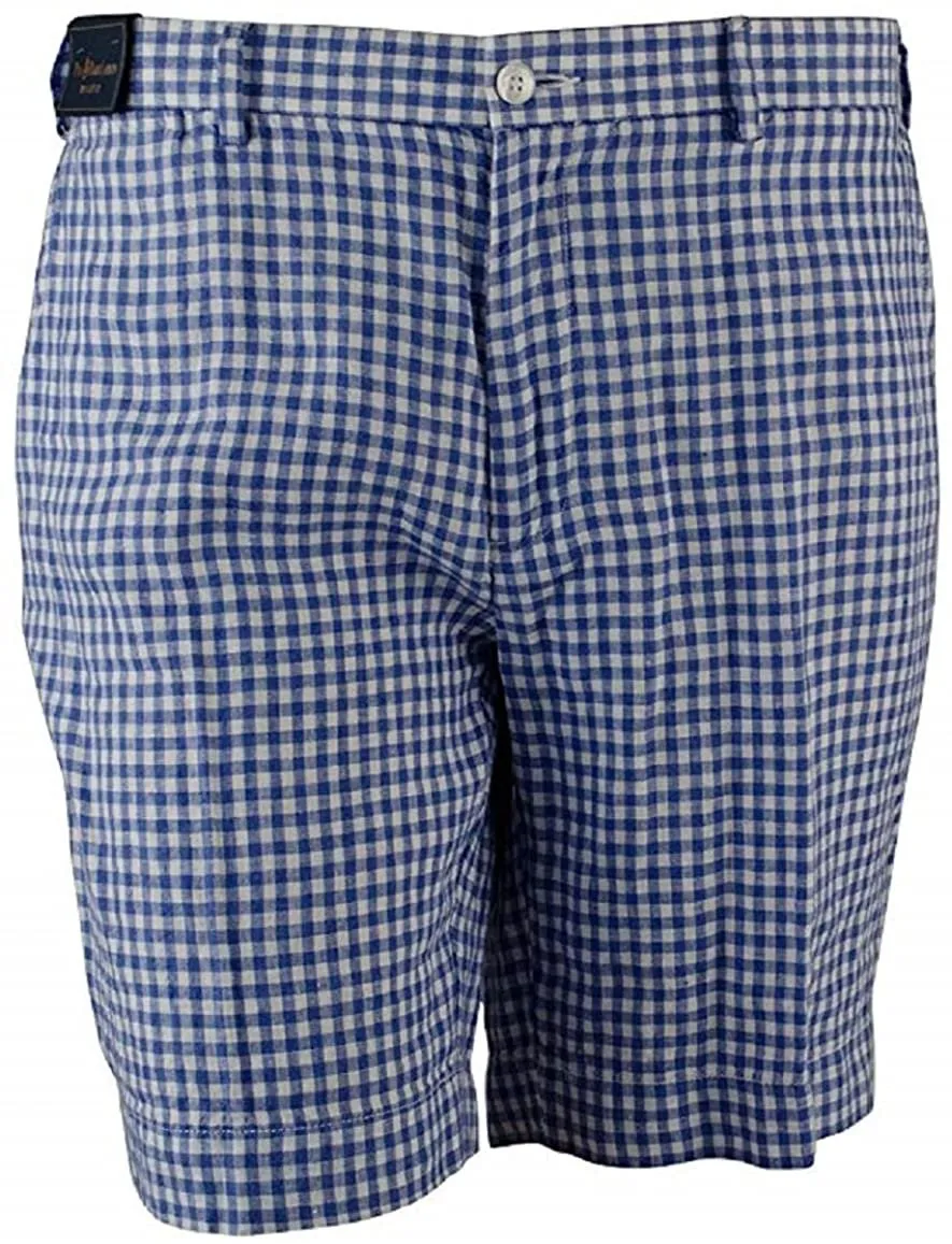 Ralph Lauren Polo Polo Straight-Fit New Haven Checked Linen Short 33 Blue