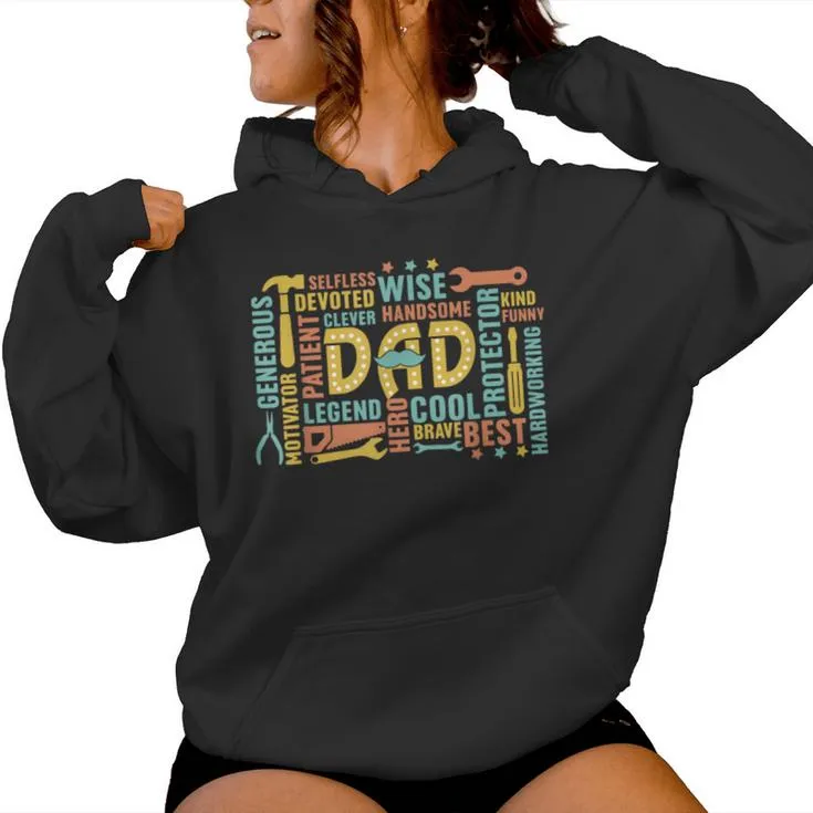 Retro Happy Father's Day Dad Tools Best Dad Ever Mens Women Hoodie