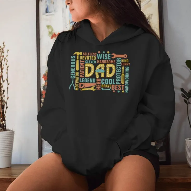 Retro Happy Father's Day Dad Tools Best Dad Ever Mens Women Hoodie