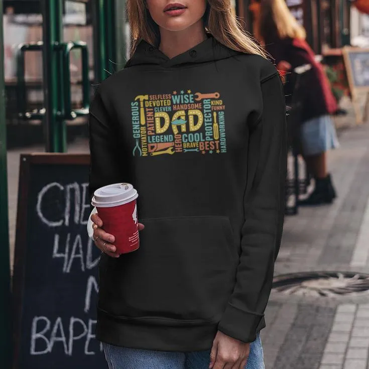 Retro Happy Father's Day Dad Tools Best Dad Ever Mens Women Hoodie