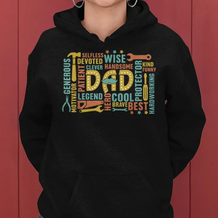 Retro Happy Father's Day Dad Tools Best Dad Ever Mens Women Hoodie