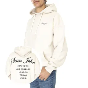 SEAN JOHN Mens Script Logo Peached City Backprint Hoodie 01 Beige Sweatshirt