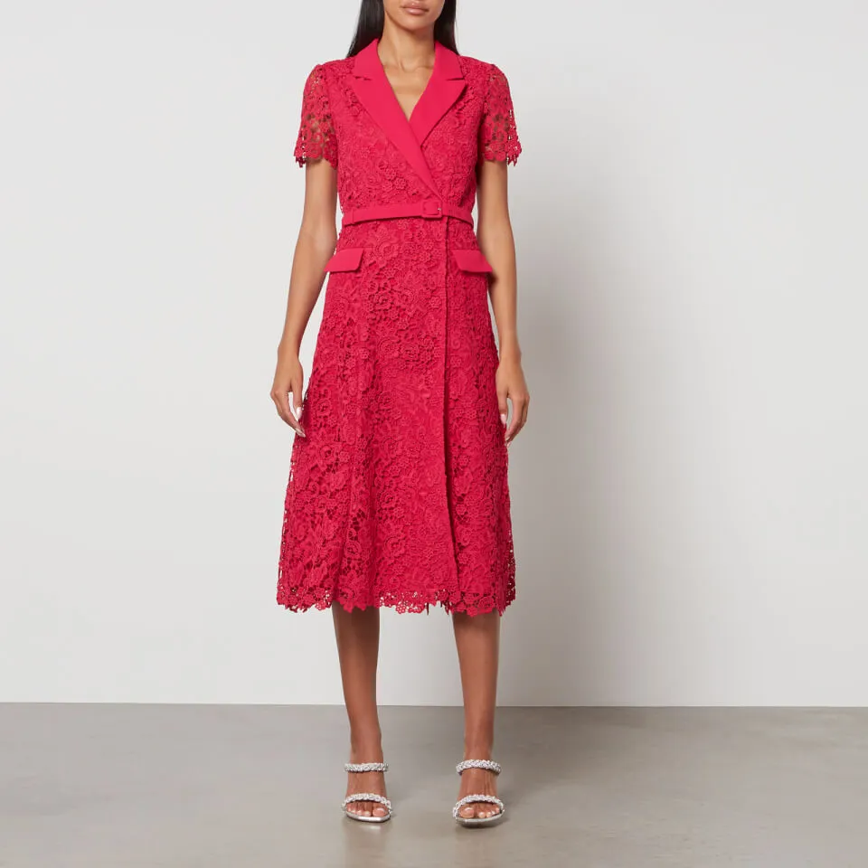 Self-Portrait Guipure Lace Midi Wrap Dress - US 2/UK 6 | Coggles