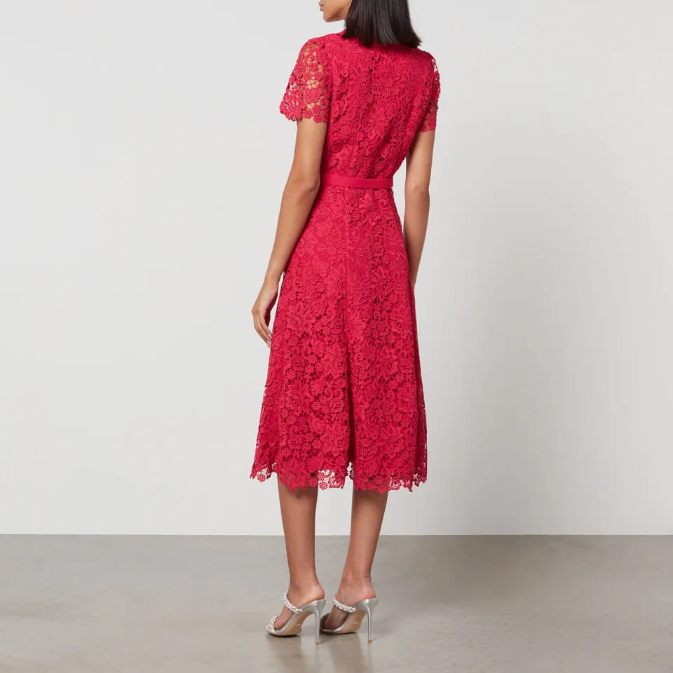 Self-Portrait Guipure Lace Midi Wrap Dress - US 2/UK 6 | Coggles