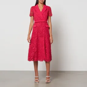 Self-Portrait Guipure Lace Midi Wrap Dress - US 2/UK 6 | Coggles