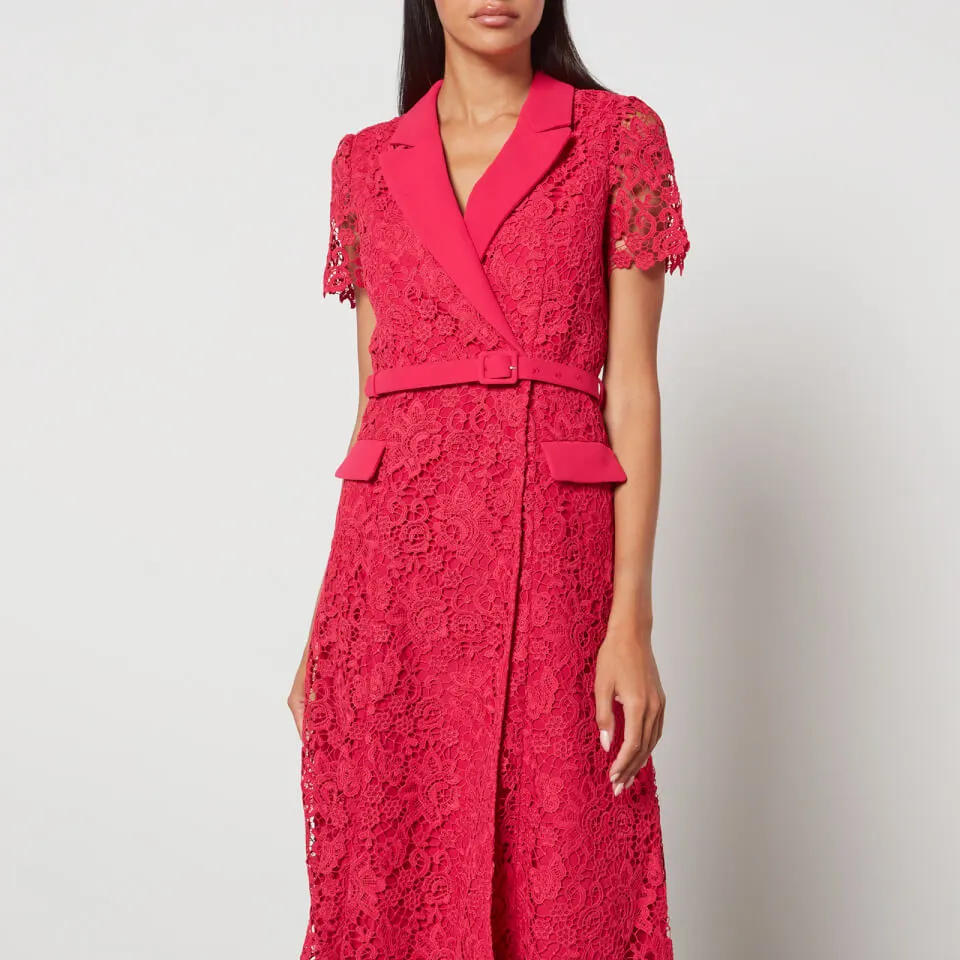 Self-Portrait Guipure Lace Midi Wrap Dress - US 2/UK 6 | Coggles