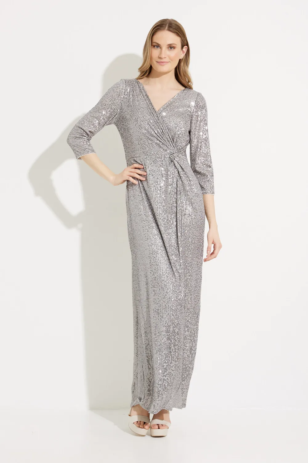 Sequined Wrap Maxi Dress Style 8196646