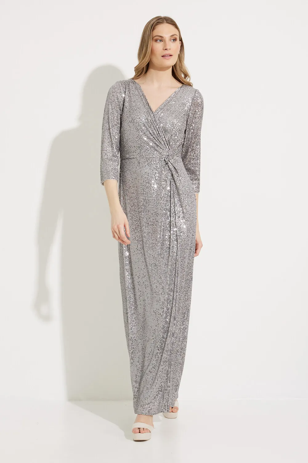 Sequined Wrap Maxi Dress Style 8196646