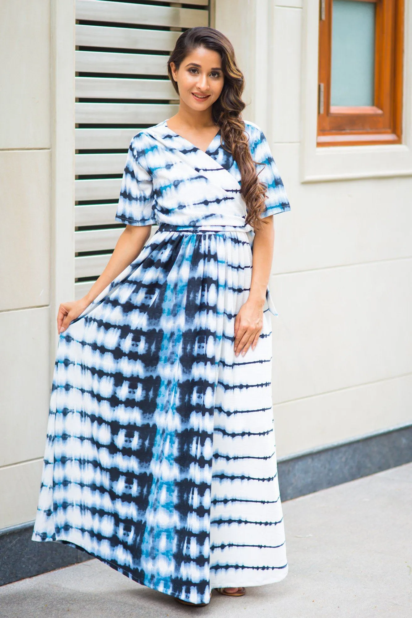 Shades Of Blue Maternity & Nursing Wrap Dress