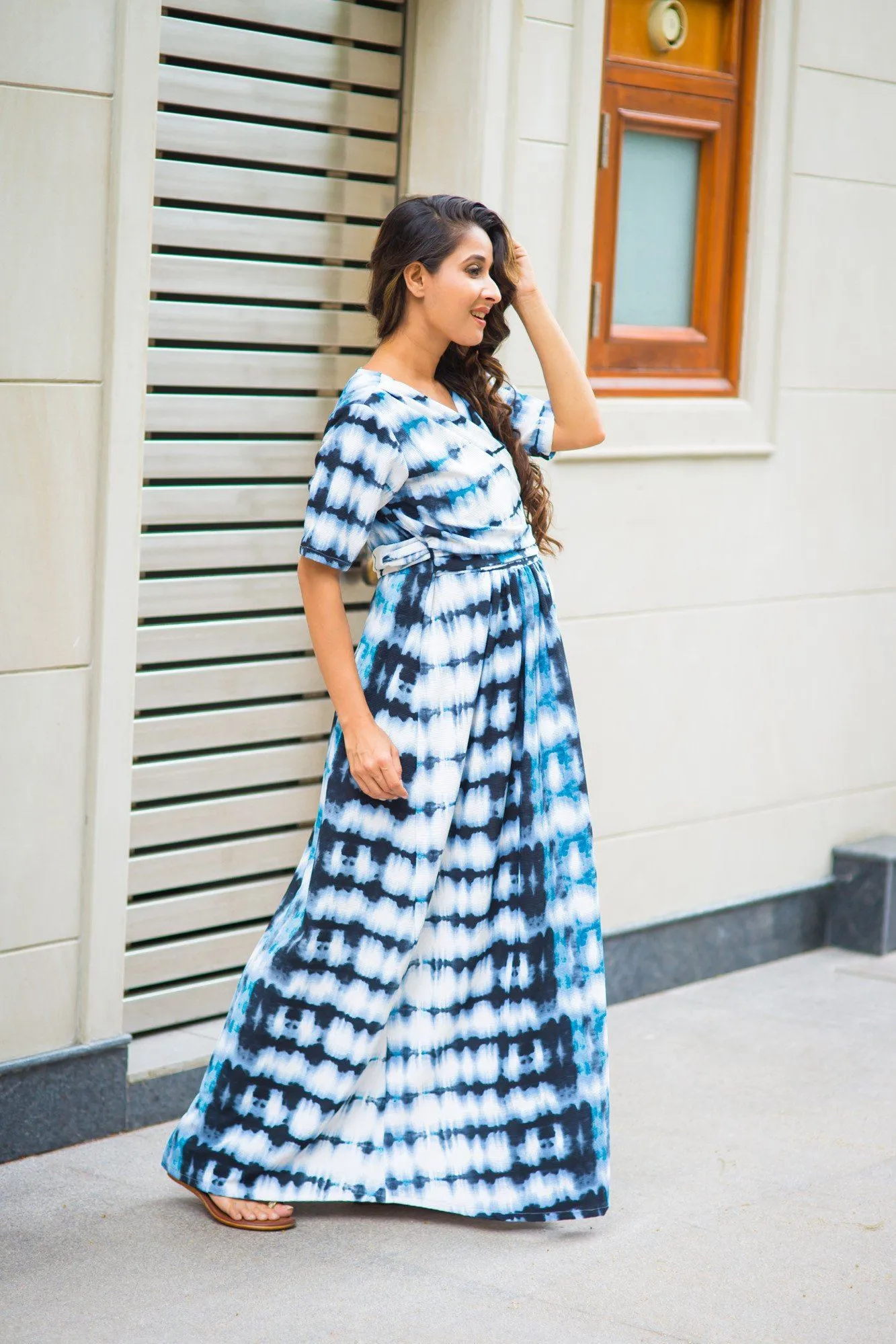 Shades Of Blue Maternity & Nursing Wrap Dress